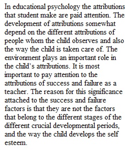 Educational Psychology Written Assignment 6.3 Success and Failure Attributions